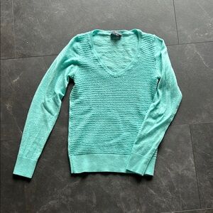The Limited Teal V-Neck Sweater Lightweight Knit